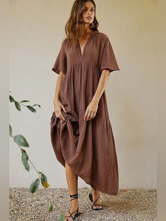 Anthropologie Dresses & Skirts - Anthropologie | Cottage Core The Kallie Flowy V-Neck Cotton Maxi Dress Medium